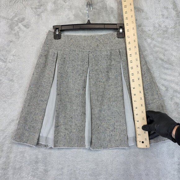 Saja Skirt Womens 4 Gray Tweed Pleated A-Line Wool Blend Side Zip Lined Speckled - Picture 3 of 8